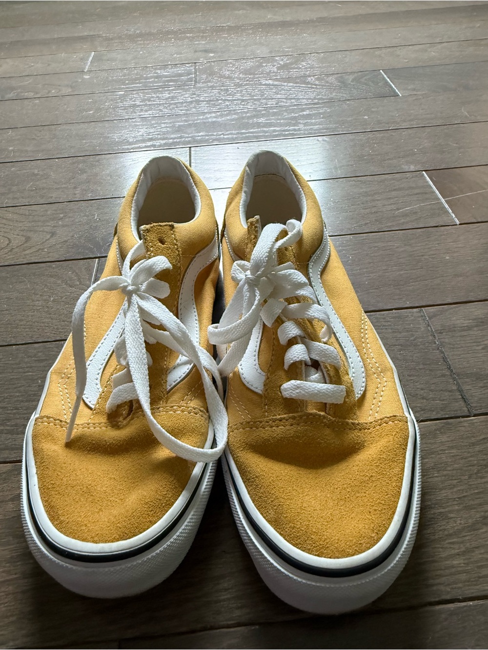 Vans Yellow Suede Low-Top Sneakers with White Stripe